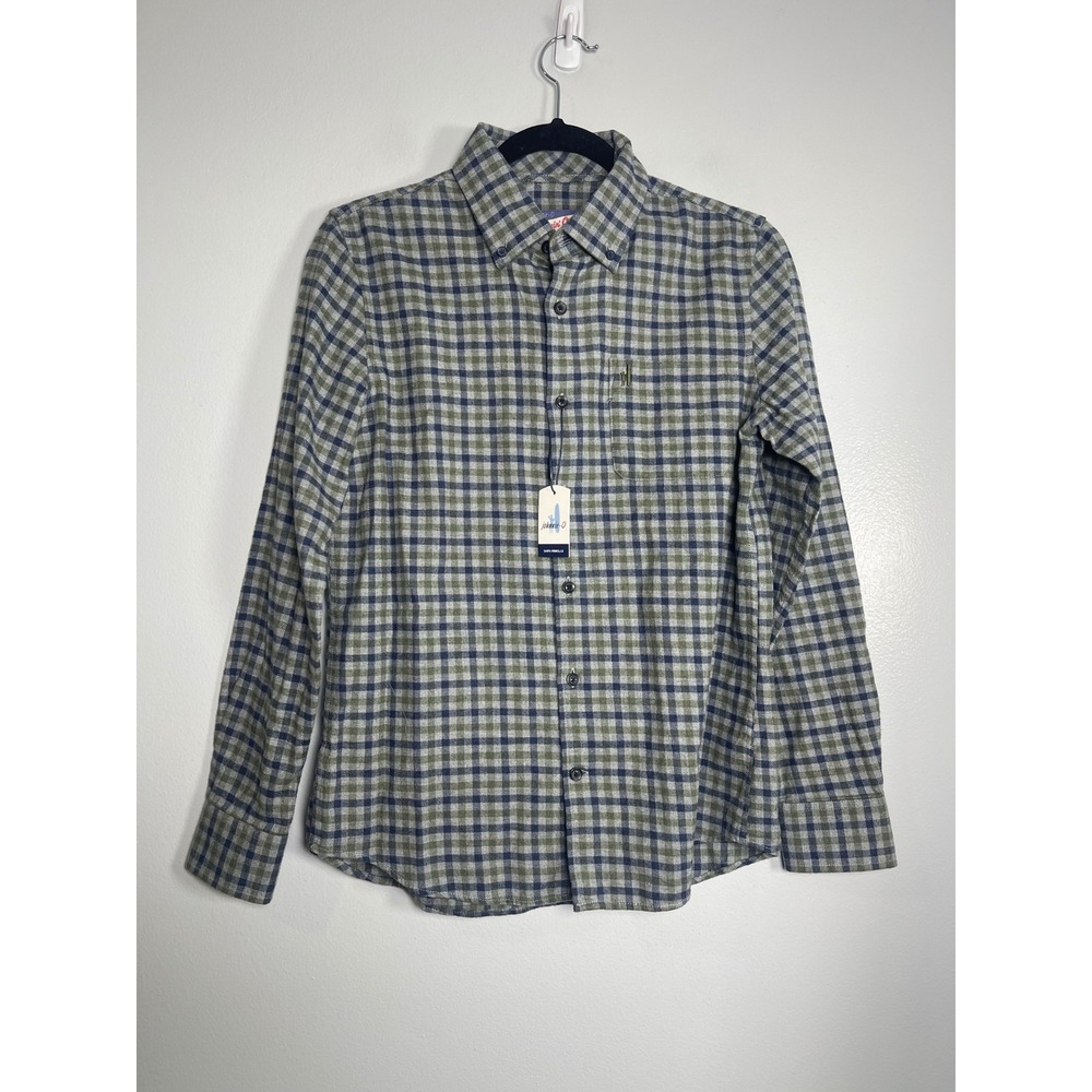 Johnnie-O Boys Dickens Plaid Button Down Shirt Size 14 NEW‎ Blue Green Casual
